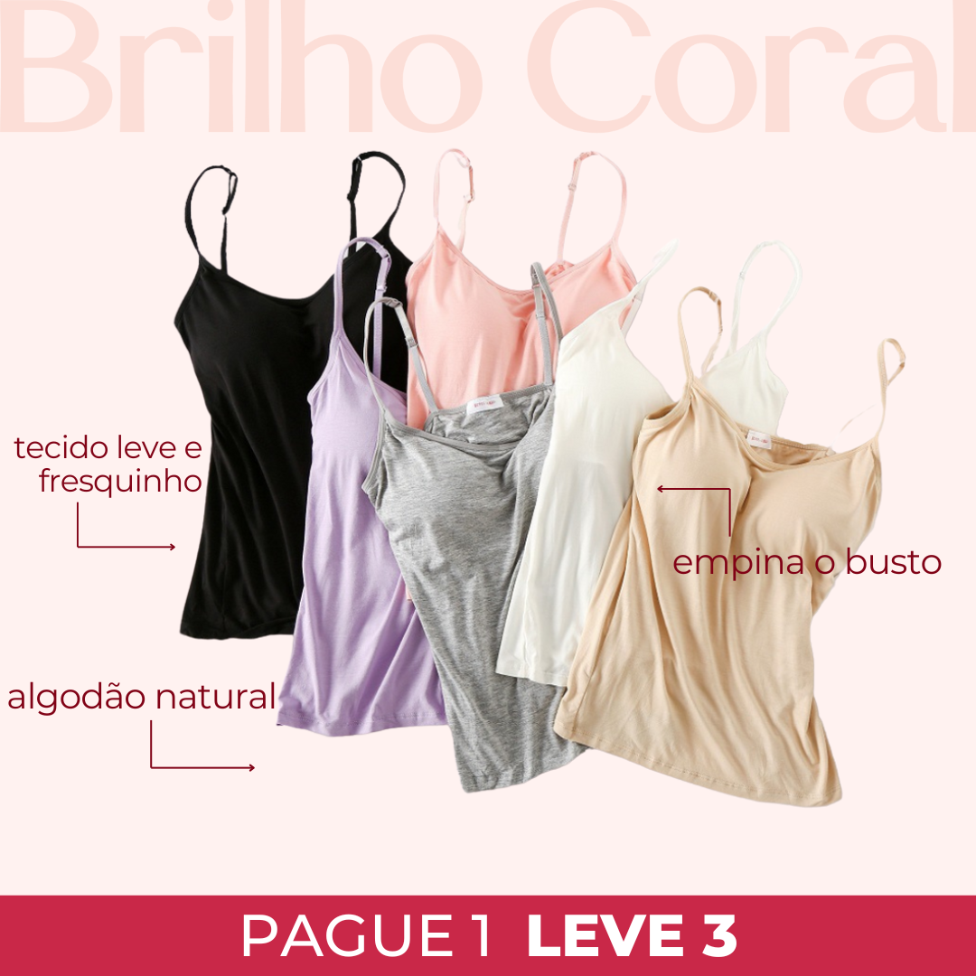 Blusa Regata com Sutiã Embutido [Compre 1 Leve 3] + Brinde Exclusivo