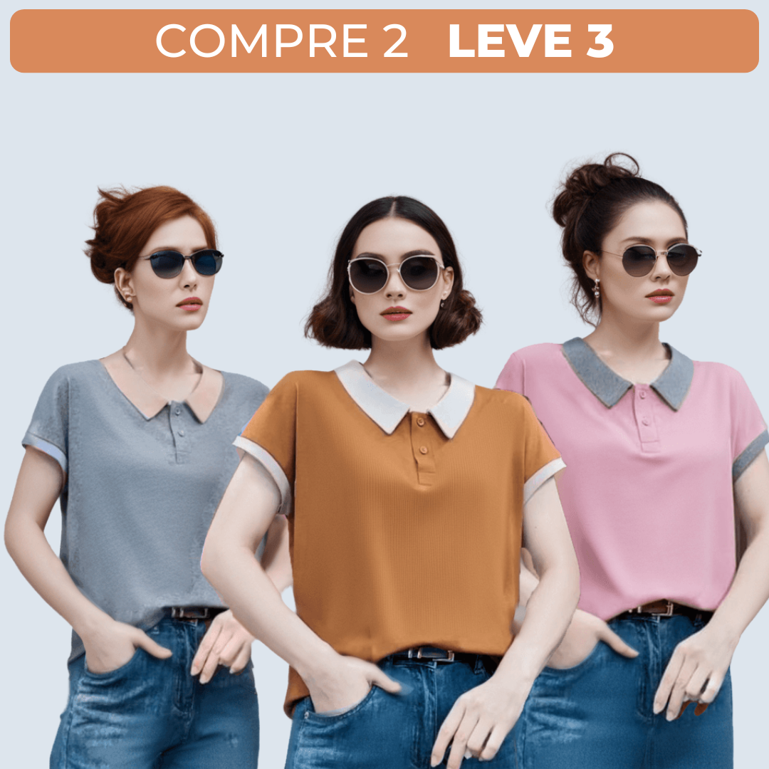 (Compre 2 Leve 3) Camiseta Polo Hevellyn™ Conforto Delicado / A Sinergia Perfeita entre Elegância e Conforto Diário!